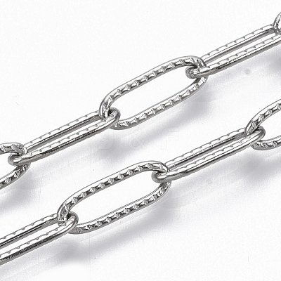 Tarnish Resistant 304 Stainless Steel Textured Paperclip Chains CHS-S006-JN954-1-1