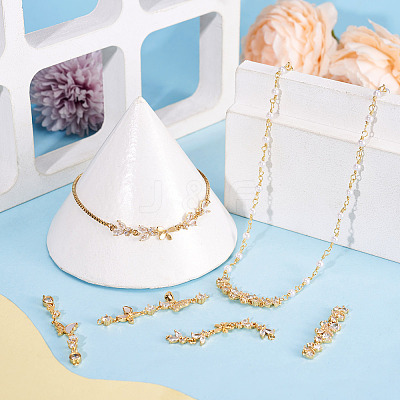 4Pcs 4 Styles Brass Pave Clear Cubic Zirconia Flower Butterfly Connector Charms KK-TA0008-72G-1