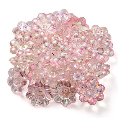 UV Plating Rainbow Iridescent Acrylic Beads OACR-P010-04B-1