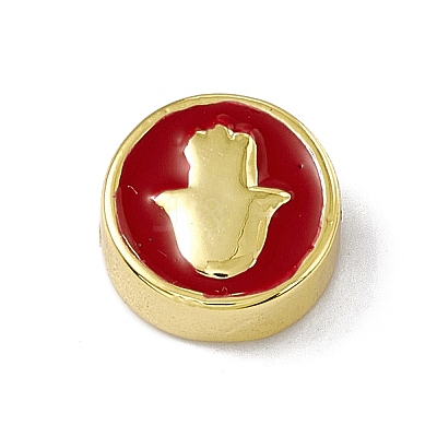 Real 18K Gold Plated Brass Enamel Beads KK-F814-05G-02-1