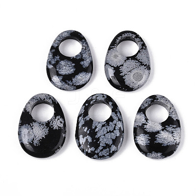 Natural Snowflake Obsidian Large Hole Pendants G-N348-06B-11-1