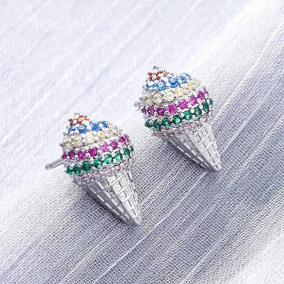 Brass Micro Pave Cubic Zirconia Stud Earrings EJEW-Q015-16P-1