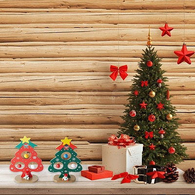 2 Sets 2 Colors Christmas Tree Wooden Display Decoration for Kids DJEW-GF0001-62-1