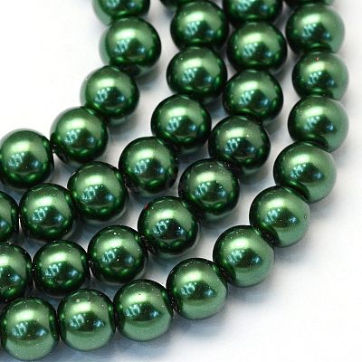 Baking Paint Pearlized Glass Pearl Round Bead Strands X-HY-Q003-6mm-75-1