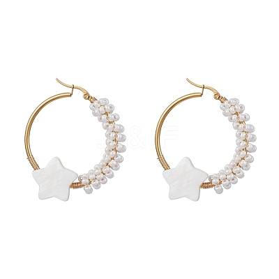 Brass Hoop Earrings EJEW-JE05680-1
