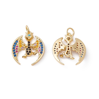 Rack Plating Brass Micro Pave Colorful Cubic Zirconia Pendants ZIRC-C040-48A-G-1