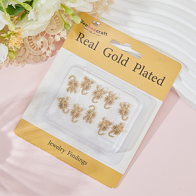 10Pcs Scorpion Brass Pendants KK-BBC0022-83-1