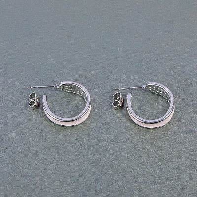 C-shaped Brass Stud Earrings WV3521-1