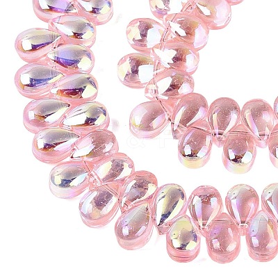 Electroplate Transparent Glass Beads Strands EGLA-N057-01A-07-1