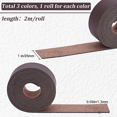 3 Rolls 3 Colors Flat PU Leather Cord LC-GF0001-15A-1