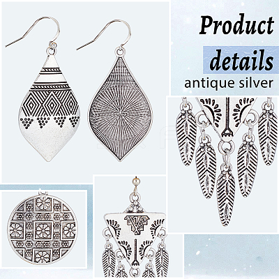 3 Pairs 3 Style Bohemia Teardrop & Flat Round & Triangle Alloy Geometry Dangle Earrings for Women EJEW-AN0002-25-1