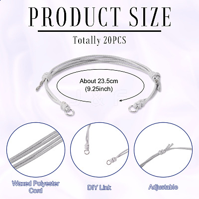 20Pcs Adjustable Korean Waxed Polyester Cord Bracelet Making BJEW-TAC0051-04-1