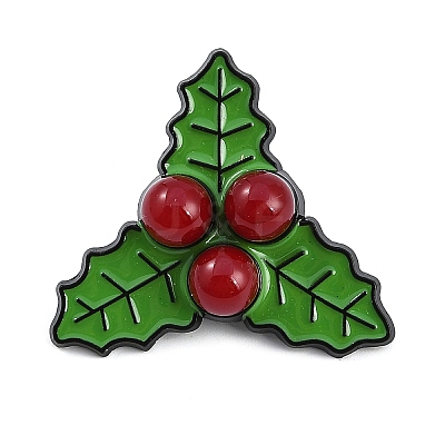 Christmas Theme Pine Leaf Enamel Pins JEWB-Z033-01EB-1