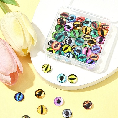 60Pcs Half Round with Eye Glass Cabochons GGLA-FS0001-16A-1