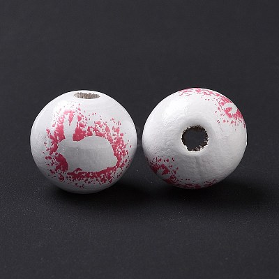 Easter Theme Printed Wood European Beads X-WOOD-C002-10C-1