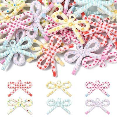 30Pcs 6 Colors Opaque Printed Acrylic Pendants MACR-FS0002-45-1