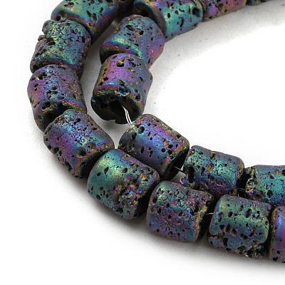 Electroplated Natural Lava Rock Beads Strands G-Z032-J04-12A-1