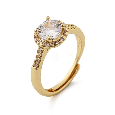 Brass Micro Pave Clear Cubic Zirconia Finger Rings for Women RJEW-U049-06G-1