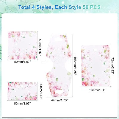 200 Pcs 4 Styles White Cardboard Display Cards CDIS-CA0001-13-1