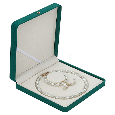 Square Velvet Pearl Necklaces Set Storage Boxes CON-WH0123-07A-1