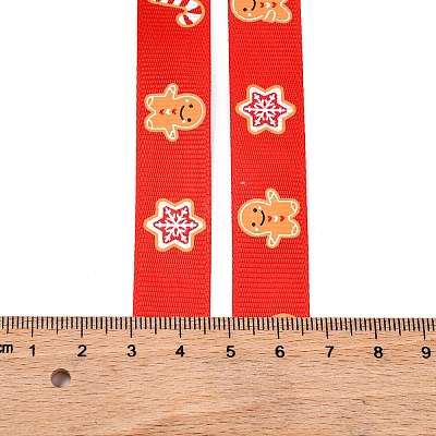 5 Yards Christmas Polyester Printed Grosgrain Ribbon OCOR-A008-01E-1