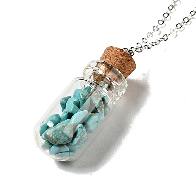3Pcs 3 Styles Glass Wishing Bottle Pendant Necklaces NJEW-FS0001-02-1