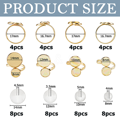 16Pcs 4 Styles 304 Stainless Steel Open Cuff Ring Findings DIY-HS0002-20-1