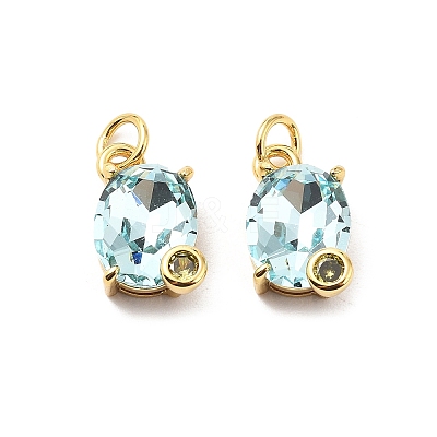 Oval Brass Micro Pave Cubic Zirconia Pendants KK-L237-020G-06-1
