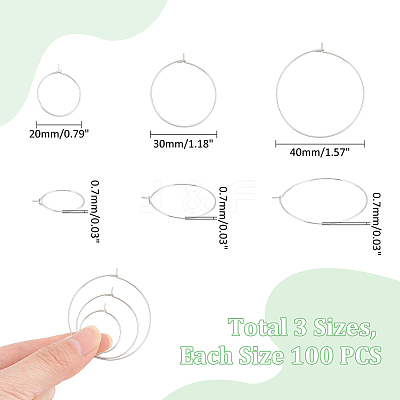300Pcs 3 Styles 316 Surgical Stainless Steel Wine Glass Charms Rings STAS-UN0053-43-1