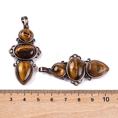 Natural Tiger Eye Pendants G-Q158-04-13-1