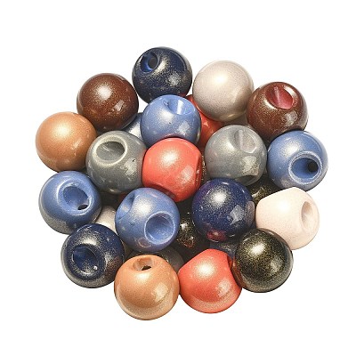 UV Plating Opaque Acrylic European Beads OACR-F006-07-1
