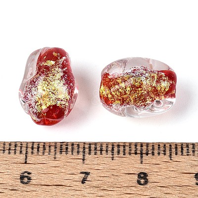 Handmade Foil Glass Beads Strands FOIL-N033-02A-1