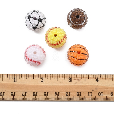 10Pcs 5 Colors Sport Theme Opaque Acrylic Resin Beads MACR-FS0002-05-1