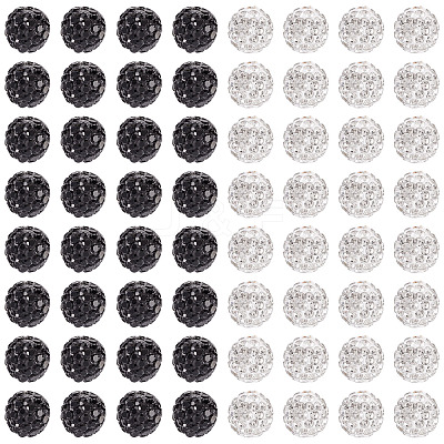 100Pcs 2 Colors Pave Disco Ball Beads RB-TA0001-28-1