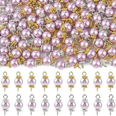 96Pcs 2 Style Glass Pearl Connector Charms PALLOY-FS00064-1