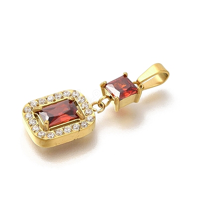 Ion Plating(IP) 304 Stainless Steel Micro Pave Cubic Zirconia Pendants STAS-H228-03G-04-1