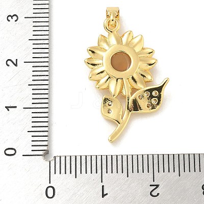 Brass Micro Pave Cubic Zirconia with Resin Pendants KK-G517-05G-02-1