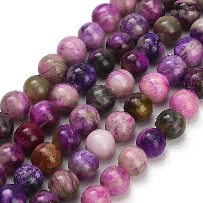 Dyed Natural White JadeImitation Charoite Smooth Round Beads Strands GG-CBA3334-A01-6mm-C-1