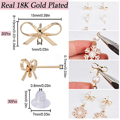 20Pcs Brass Stud Earring Findings KK-SC0003-92-1