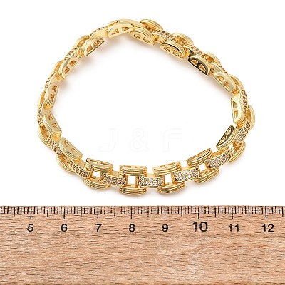 Rectangle Brass Micro Pave Clear Cubic Zirconia Link Chain Bracelets for Women BJEW-F530-04G-1