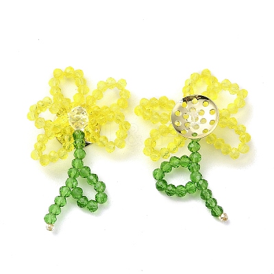 Handmade Glass Beaded Woven Cabochons GLAA-C028-01B-1