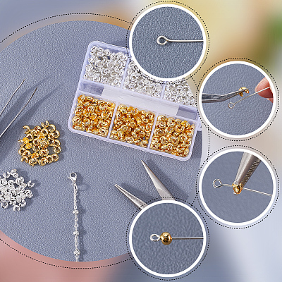 600Pcs 2 Colors Brass Crimp Beads Covers KK-SP0002-32-1