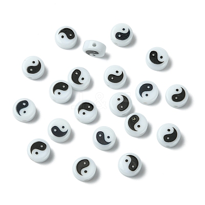 20Pcs Printed Opaque Acrylic Beads SACR-YW0001-96B-1