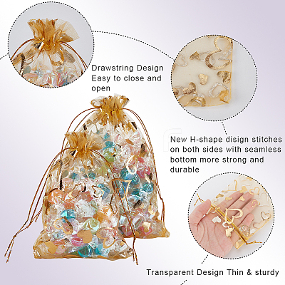 80Pcs 2 Styles Heart Printed Organza Bags OP-BBC0001-04B-1