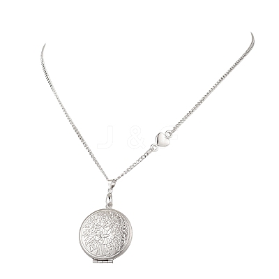 316 Stainless Steel Heart Oval Flat Round Locket Pendant 304 Stainless Steel Twisted Chain Necklaces NJEW-JN05839-1