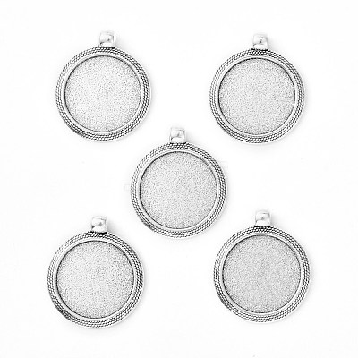 Tibetan Style Alloy Pendant Cabochon Settings X-TIBEP-N003-71AS-1