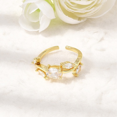Brass Micro Pave Cubic Zirconia Cuff Open Rings CU-CBA108A-13G-02-1