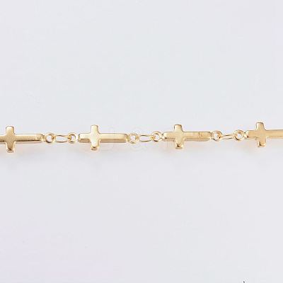 3.28 Feet Ion Plating(IP) Handmade 304 Stainless Steel Bar Link Chains X-STAS-G038-21G-1