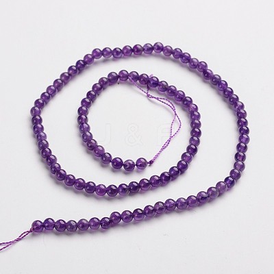 Round Natural Amethyst Gemstone Bead Strands G-J333-01-4mm-1