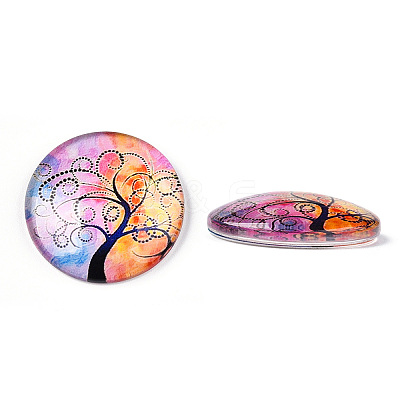 Half Round/Dome Tree Pattern Glass Flatback Cabochons for DIY Projects LS-GGLA-Q037-25mm-M28-09-1